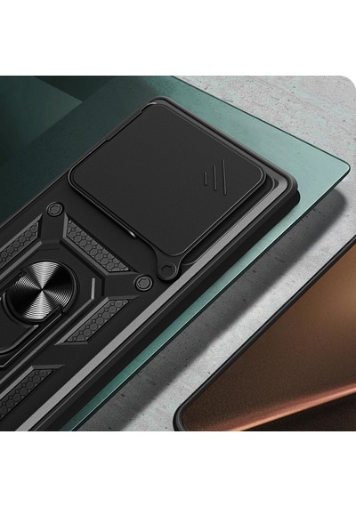 Xiaomi 15t Pro Kılıf Sürgülü Kamera Koruyucu Manyetik Standlı Tank Koruma Celikaksesuar Siyah