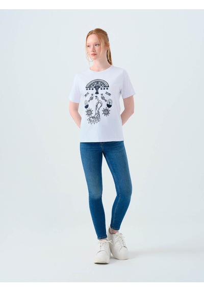 Loft Beyaz Kadın T-shirt Lf2039547 Beyaz