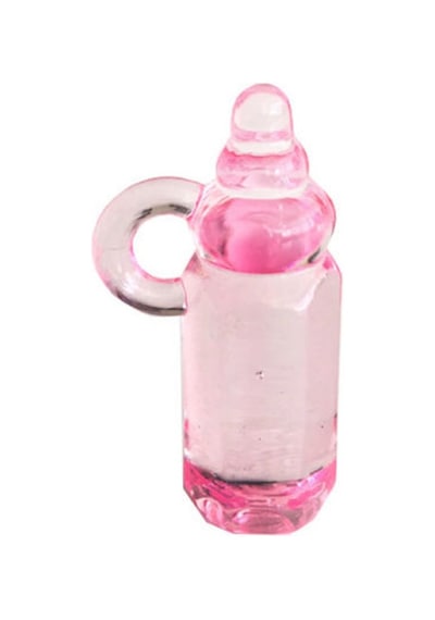 Akrilik Pembe Mini Biberon Konsept, Hediyelik Süsleme Bebek Şekeri 25 Adet Pembe