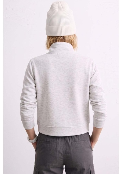 Barrels And Oıl Kadın Dik Yaka Fermuarlı Bando Sweatshirt - Kar Melanj Kar Melanj