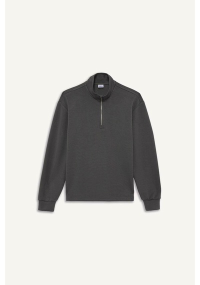 Defacto Oversize Geniş Kalıp Yarım Fermuarlı Modal Sporcu Sweatshirt D7126ax26spkh521 Haki-kh521