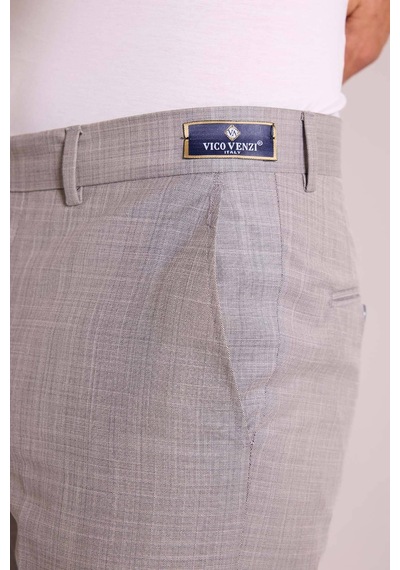 Erkek Gri Regular Fit Yün Kumaş Pantolon