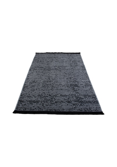 Gri Şönil Kilim Saçaklı Tozumayan Makinede Yıkanabilir Kaymaz Taban Halı Yolluk