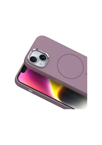 Apple Uyumlu iPhone 13 Kılıf M-safe Şarj Özellikli Metal Kamera Çerçeveli Mkst Edi Silikon Kapak - Mor Mor