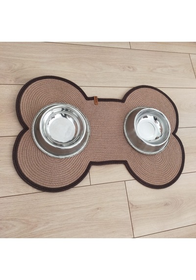 Açık Kahverengi Köpek Kemik Şekli Mama Altlığı/evcil Hayvan Mama