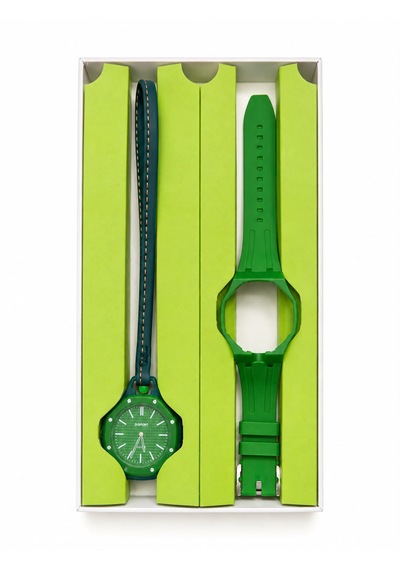 Duostyle 2'si 1 Arada Analog Kol Saati Ve Çanta Saati Silikon Kordonlu Unisex Yeşil