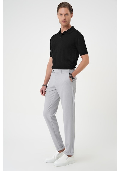 Efor Comfort Fit Gofre Dokulu Beli Lastikli Gri Jogger Pantolon P 1177 Gri
