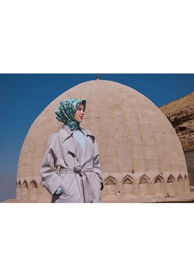 Armine Sura İpek Eşarp Yeşil, Lacivert 9045-s31