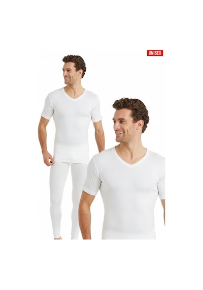 Blackspade Unisex Termal Tişört V Yaka, Isı Tutucu Kışlık İç Giyim 1263 Beyaz