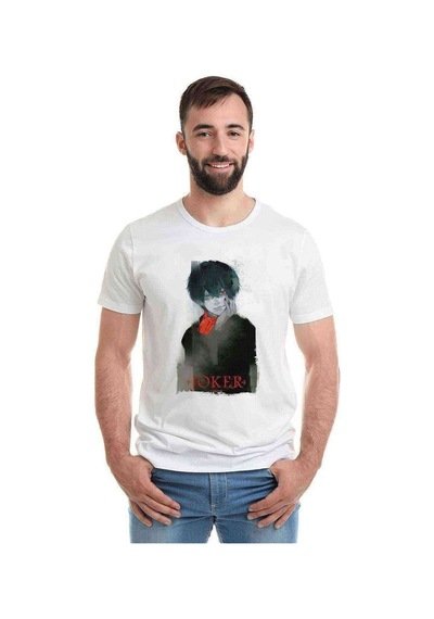 Anime Tokyo Ghoul Anteiku Joker Baskılı Beyaz Erkek Tshirt