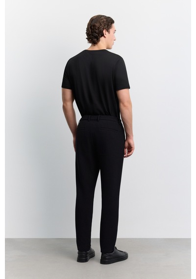 Avva Erkek Siyah Yanı Lastikli Gofreli Elastan Slim Fit Pantolon A62y3080