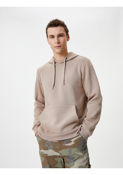 Koton Kapşonlu Sweatshirt Kanguru Cep Detaylı Uzun Kollu Kahverengi 4wam70239mk Kahverengi