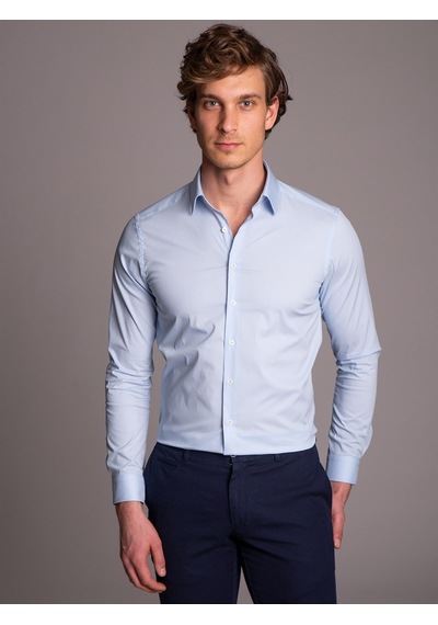 Dufy Açık Mavi Erkek Ekstra Slim Fit Klasik Yaka Uzun Kol Gömlek - 36222 Mavi