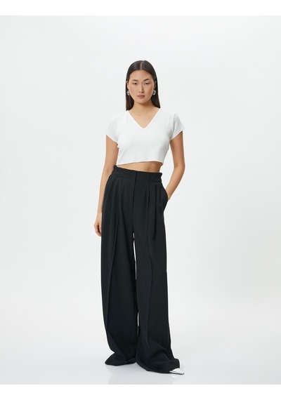 Koton Crop Tişört Kısa Kollu V Yaka Ekru 4sak50231ek 4SAK50231EK010 Ekru