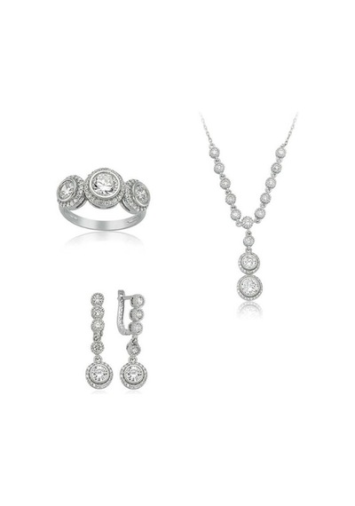 Gümüş Beyaz Taşlı Su Yolu Kadın Set (551190262)