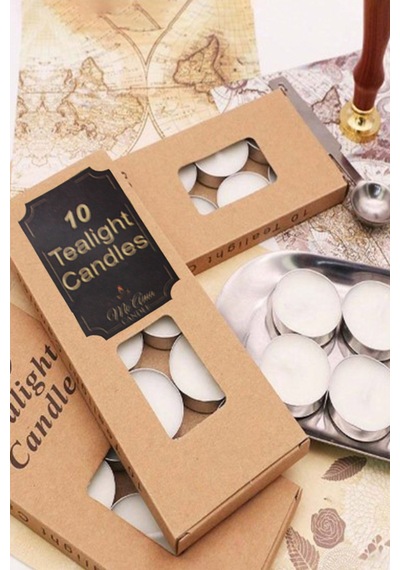 Kutulu Buhurdanlık Tealight Mum 10 Ad. Buhurdanlık Için Özel Olarak Üretilmiştir Beyaz