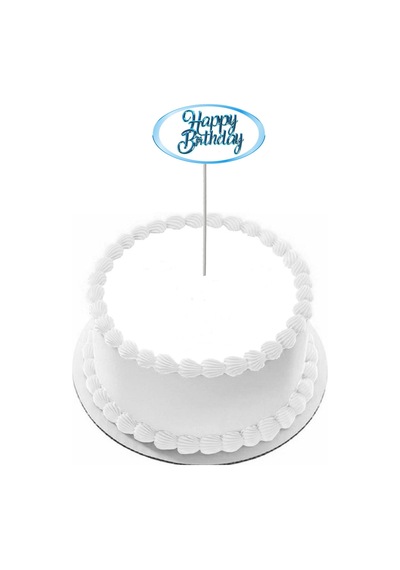 Pasta Yazısı Happy Birthday 5x9cm Ebat Kuşe Parlak Baskı 1 Adet Kürdan Gelecek Mavi Renk