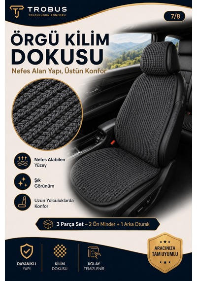 Hyundai Elantra 2016-2020 Üniversal Örme 3 Parça Minder Terletmez Kaymaz Taban Füme