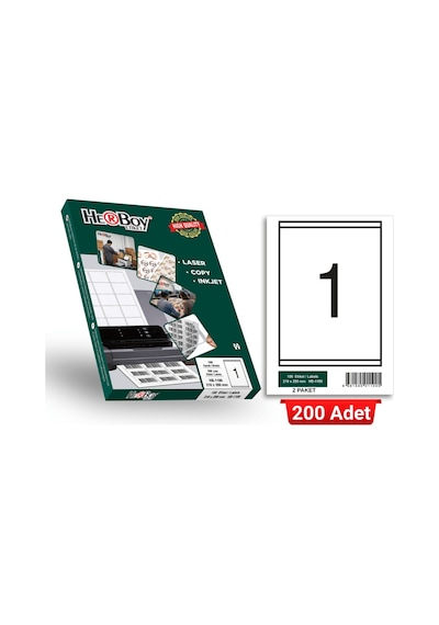 Herboy Hb-1100 210 X 280 Mm A4 Baskılı Laser Etiket 200 Adet