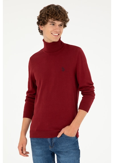U.S. Polo Assn. Erkek Slim Fit Boğazlı Yaka Borda Basic Kazak 50293523-VR014