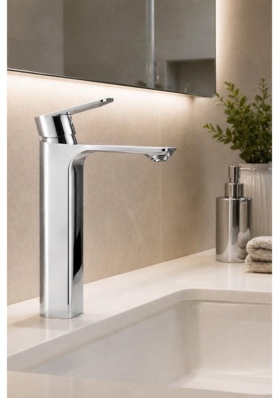 Moda Uzun Lavabo Bataryası Parlak Krom
