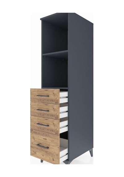 Kronos Dolap 2 Raflı 4 Çekmeceli 44x59x182 Antrasit-çam Antrasit