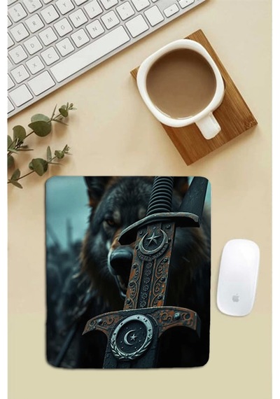 Sonictouch Bilek Destekli Kurt Siyah Dikdörtgen Pürüzsüz Yüzey Dikişsiz Mouse Pad 18x22cm Mousepad
