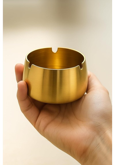 Gold Metal Küllük, Modern Tasarım Lüks Kül Tablası, Şık Ve Zarif Dekoratif Masaüstü Küllük, Ev Ve Ofis İçin İdeal Altın Rengi Kül Tepsisi, Kolay Temizlenir Metal Kül Kabı