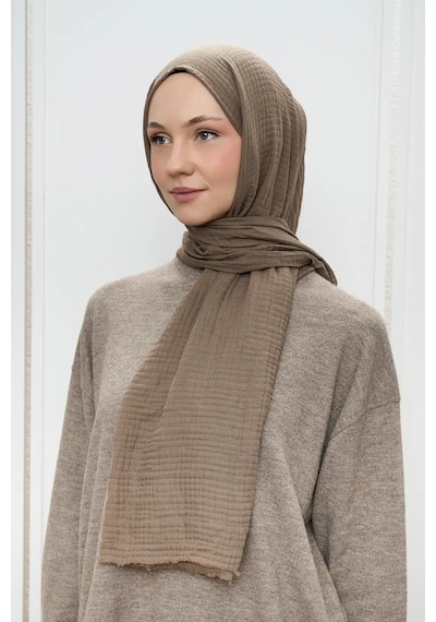 Deserto Fashion Müslin Şal-3618 Koyu Kahve