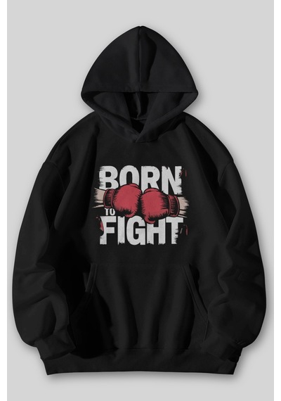 Harmandar Born To Fight Baskılı Unisex Siyah Kanguru Cepli Kapüşonlu Sweatshirt Hoodie Siyah Harmandar Born To Fight Baskılı Unisex Siyah Kanguru Cepli Kapüşonlu Sweatshirt Hoodie Siyah