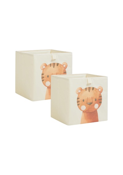 Ocean Home Textile 2&apos Li Çocuk Odası Sevimli Kaplan Kutu Set 33 X 30 X 33 Cm Acı Kahverengi