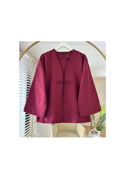 Unika Boutique Önü Bağlamalı Kimono Tunik Cift Renk Oversize Yeni Sezon Rahat Kalıp Önü Baglamalı Bordo Unika Boutique Önü Bağlamalı Kimono Tunik Cift Renk Oversize Yeni Sezon Rahat Kalıp Önü Baglamalı Bordo