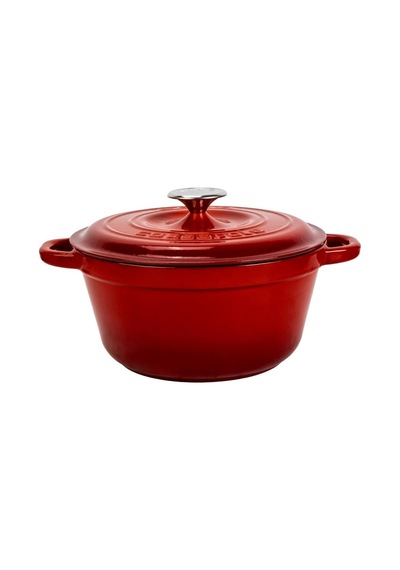 Döküm Yuvarlak Tencere Döküm Demir Kapak New Heritage Serisi Çap 24cm. Kırmızı Çok Renkli
