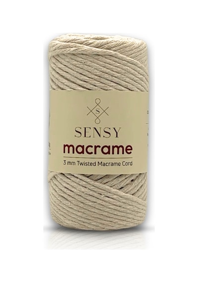 Sensy Premium Taranan Makrome Ipi Makrame Taranabilir Pamuk Makrome Ipi Ekru