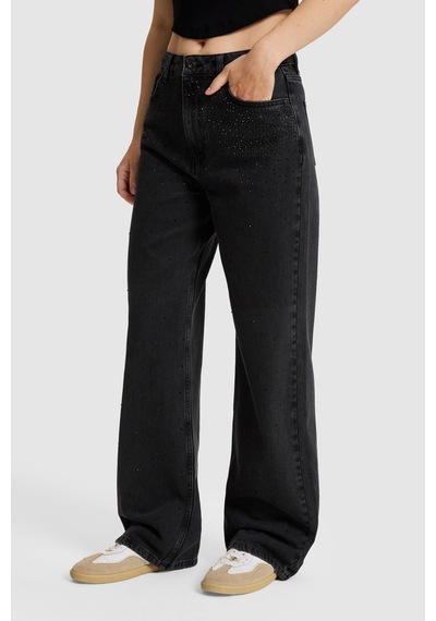 U.S. Polo Assn. Kadın Siyah Loose Fit Jean Pantolon 50330035-dn0027