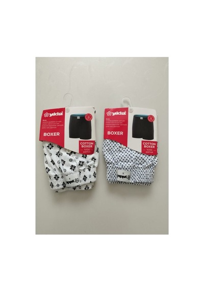 Kit İç Giyim Yıldız 2'li Pamuk S Beden Erkek Boxer Çok Renkli