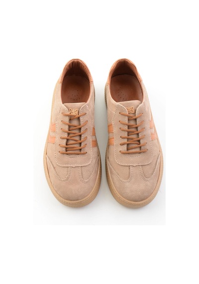 Bambi Bej Nubuk Hakiki Deri Kadın Sneaker K01753222201