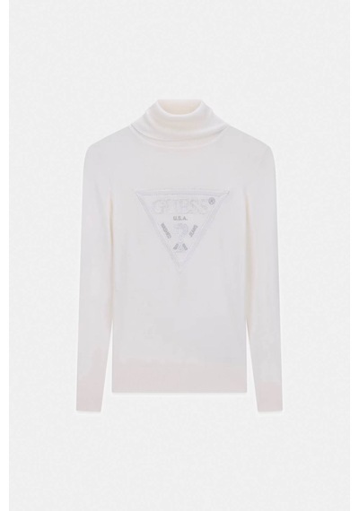 Guess Yüksek Yakalı Logolu Beyaz Kadın Kazak W6br54z1455-g012