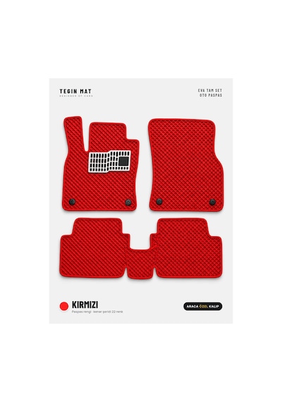 Volkswagen Tiguan Allspace Eva Oto Paspas Tam Set 2016 2023 Kırmızı Metal Topukluk Dahil