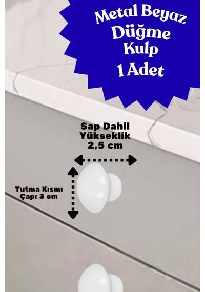 Klc Metal Yuvarlak Beyaz Düğme Kulp Çocuk Odası, Mutfak Ve Dolap İçin Modern Çekmece Kulbu Kulpları Beyaz Beyaz