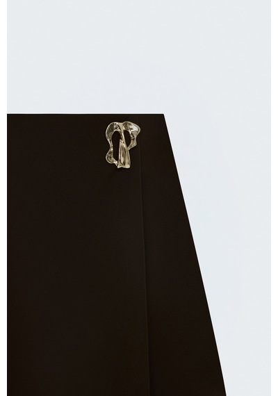 Sateen Şort Etek - Kahve-137789