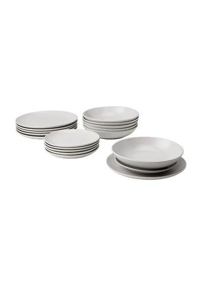 Ikea Fargklar Seramik 6 Kişilik 18 Parça Yemek Takımı 20-26 Cm Gri Yuvarlak