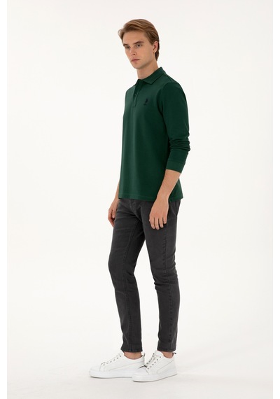 U.S. Polo Assn. Erkek Regular Fit Polo Yaka Koyu Yeşil Basic Sweatshirt 50307757-VR079 U.S. Polo Assn. Erkek Regular Fit Polo Yaka Koyu Yeşil Basic Sweatshirt 50307757-VR079