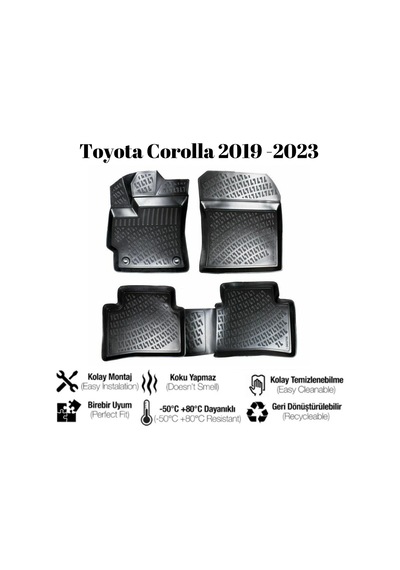 Toyota Corolla 2019 2020 2021 2022 2023 İle Uyumlu Araca Özel 3d Havuzlu Paspas Takımı A+ Kalite 1 Adet