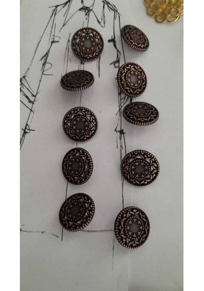 Antık Bakır Metal Düğme 17 Mm 10 Adet