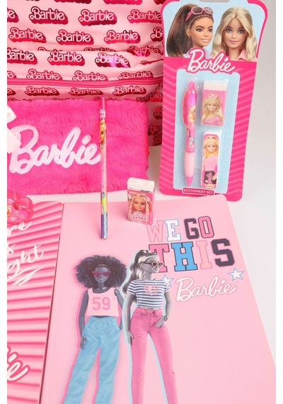 X Dekomus Lisanslı Barbie "ıconic Monogram Collection" Büyük Boy Okul Ve Tüylü Çantası Kırtasiye Seti Altın