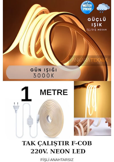 Ankara Teknik 220 Volt Cob Neon Led F-cob Led Yüksek Lümen Dış-ıç Mekan Günışığı 1 Metre