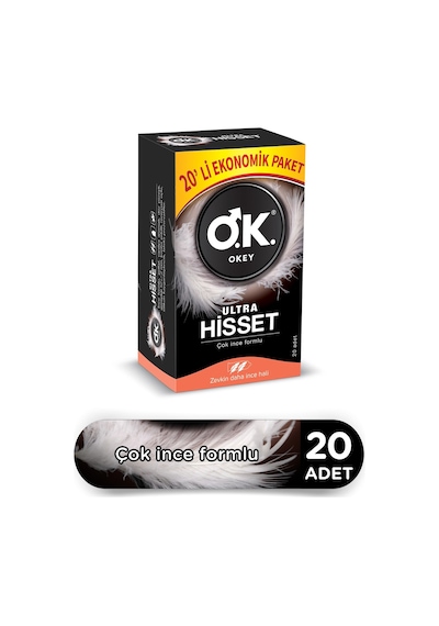 Okey Ultra Hisset 20'li Prezervatif + Okey Çilek Kayganlaştırıcı Jel 100 ML Set