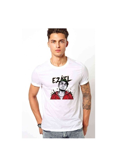 Ezhel Baskılı Beyaz Erkek Tshirt