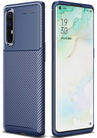 Noktaks - Oppo Reno 3 Pro 5g Uyumlu Kılıf Parmak İzi Tutmayan Karbon Negro Silikon Kapak - Lacivert - T13469
